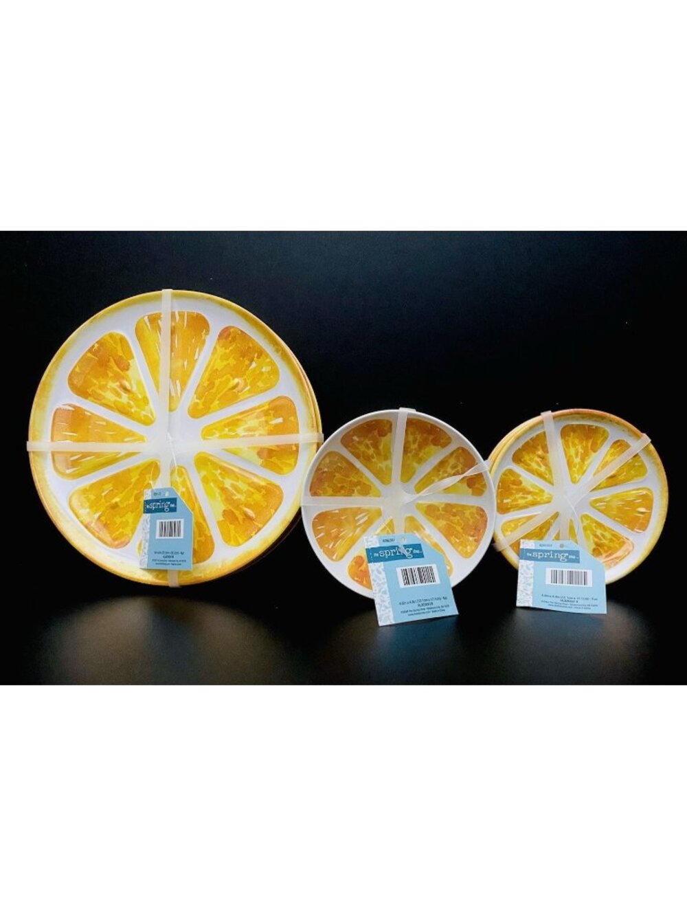 Melamine 12 Piece Oranges Slice - Salad Appetizer Roll Plates Dessert Bowls NWT
